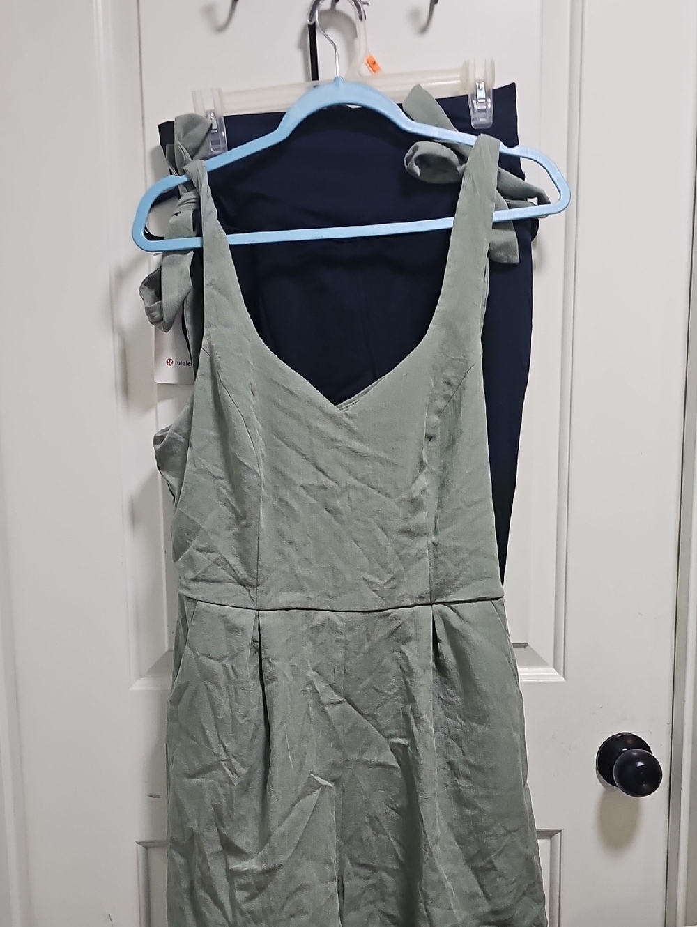 mi ami sage green sleeveless dress with tie straps